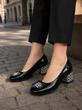 Bella Nero Geometric – Flex Comfort | polska produkcja | skora naturalna | ręcznie robione | unikalne | zdrowie dla stop