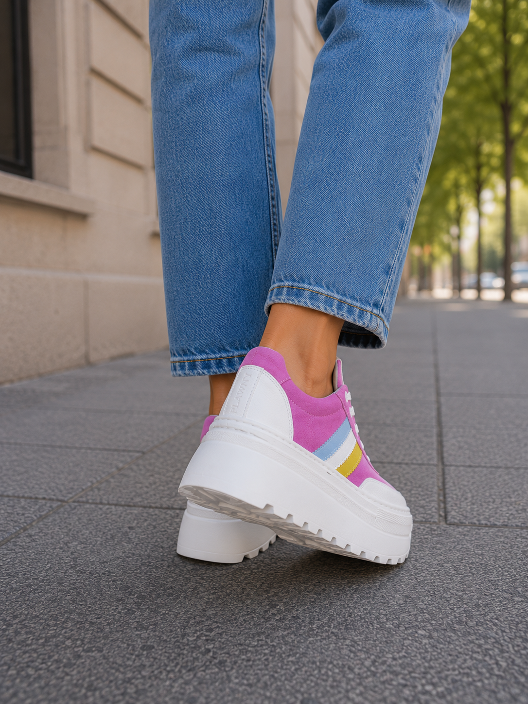 Różowe sneakersy na platformie | polska produkcja | skora naturalna | ręcznie robione | unikalne | zdrowie dla stop