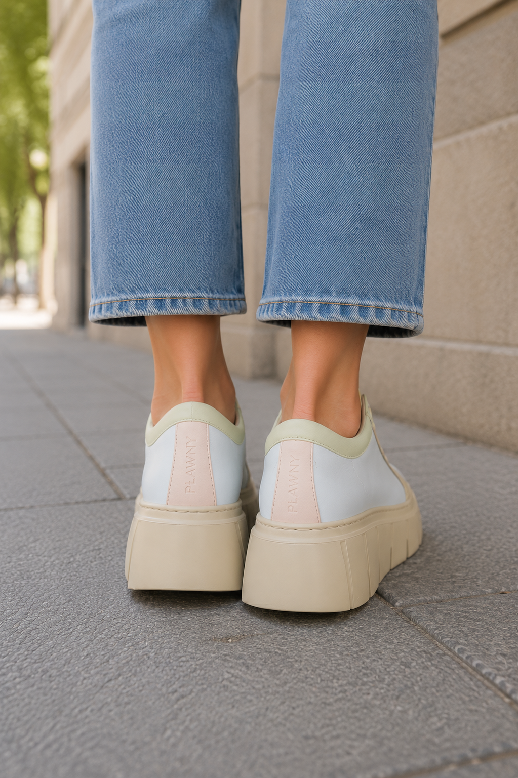 Sneakersy damskie REBEL SORBET pastelowe – na grubej podeszwie, lekkie, polska produkcja | Pławny Shoes