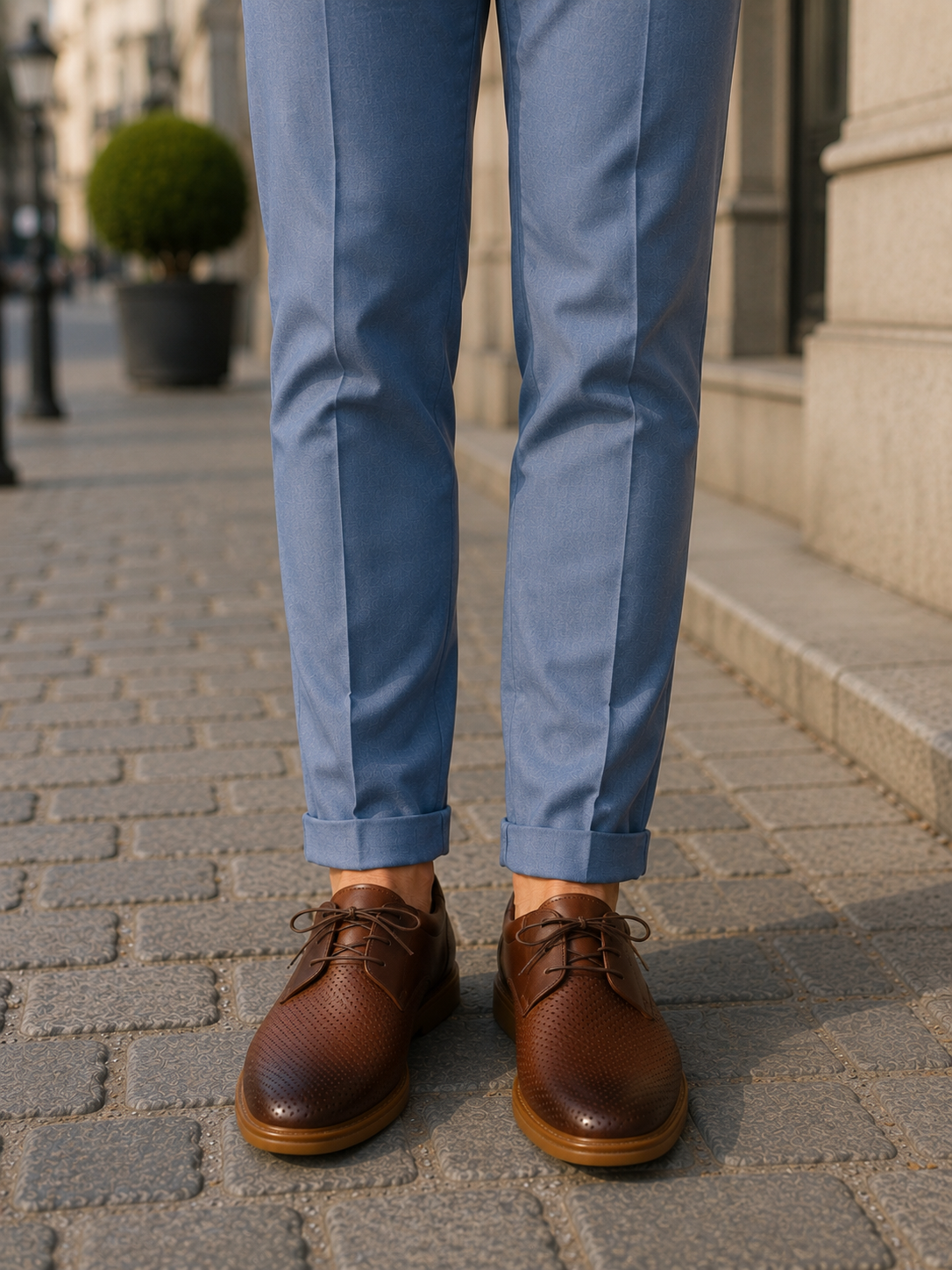 Półbuty męskie skórzane COGNAC PERFO brązowe – perforowane, lekkie, polska produkcja | Pławny Shoes