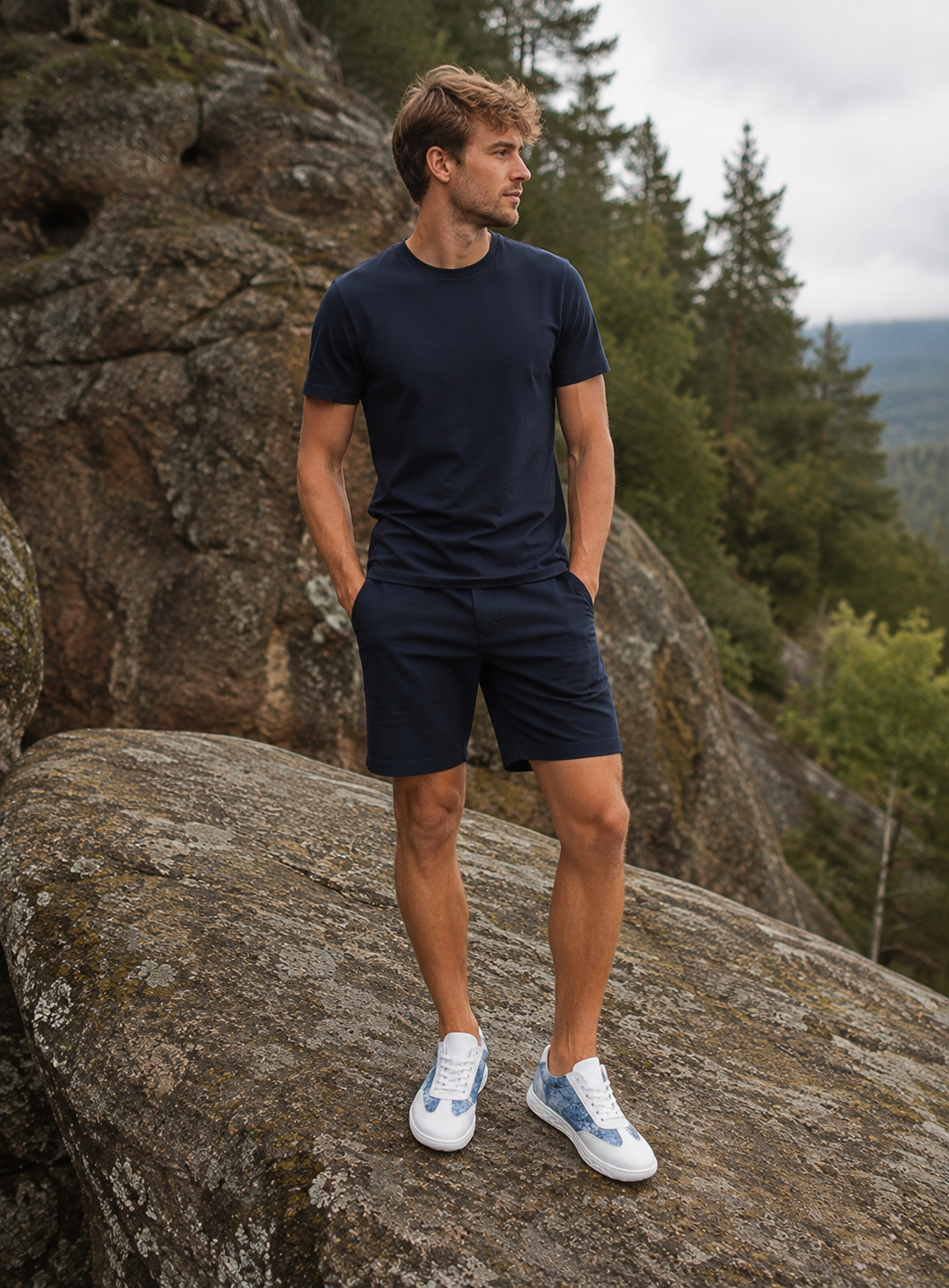 Buty barefoot męskie skórzane WILD STEP BLUE niebiesko białe, polska produkcja | Pławny Shoes 
Uwaga !!! 
Produkt na zamówienie