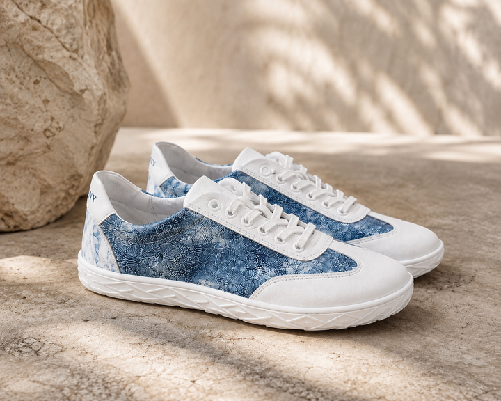 Buty barefoot męskie skórzane WILD STEP BLUE niebiesko białe, polska produkcja | Pławny Shoes 
Uwaga !!! 
Produkt na zamówienie