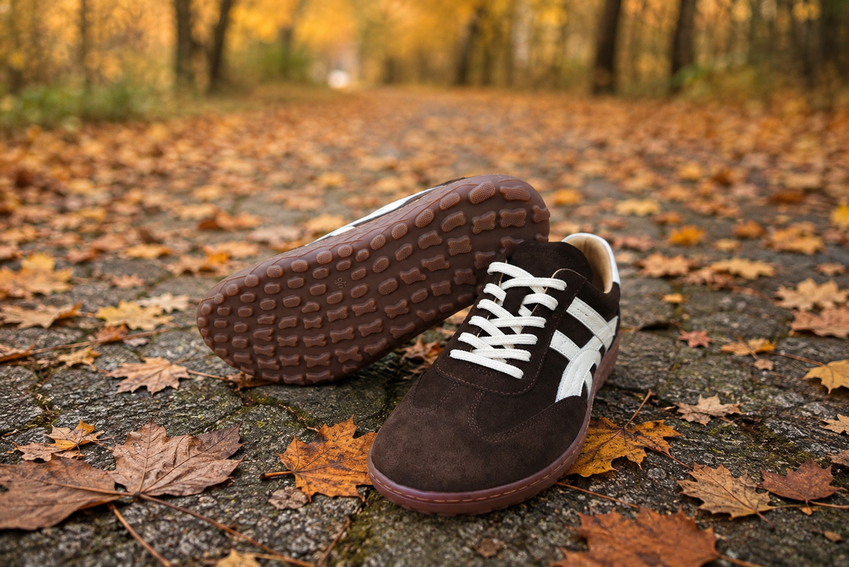 Buty barefoot damskie brązowe Plawny Hazel lekkie wygodne polska produkcja skóra naturalna