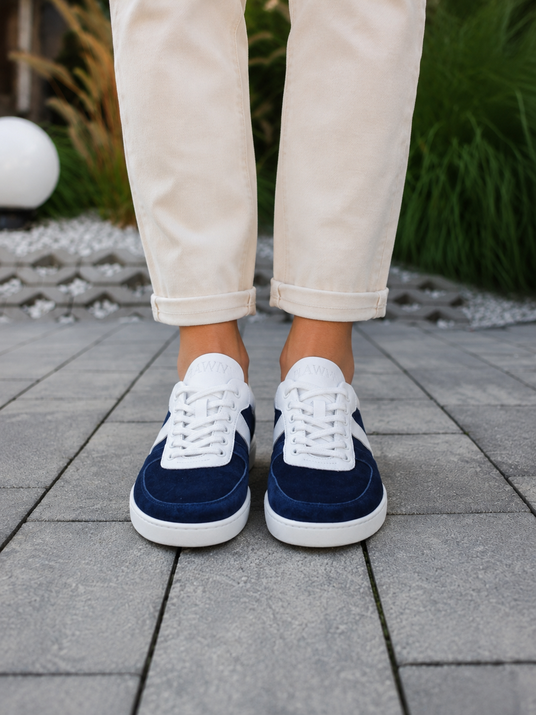 Buty Barefoot  Granatowy Zamsz & Biel- Plawny Nautilus, lekkie super wygodne, polska produkcja, skóra naturalna