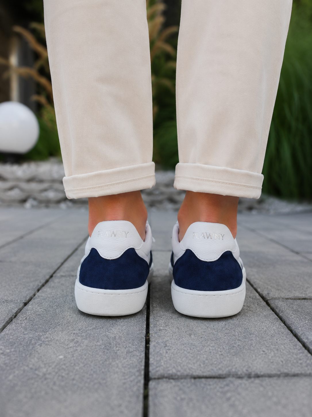 Buty Barefoot  Granatowy Zamsz & Biel- Plawny Nautilus, lekkie super wygodne, polska produkcja, skóra naturalna