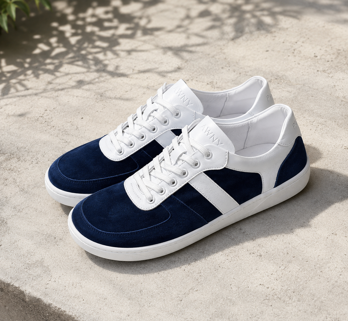 Buty Barefoot  Granatowy Zamsz & Biel- Plawny Nautilus, lekkie super wygodne, polska produkcja, skóra naturalna