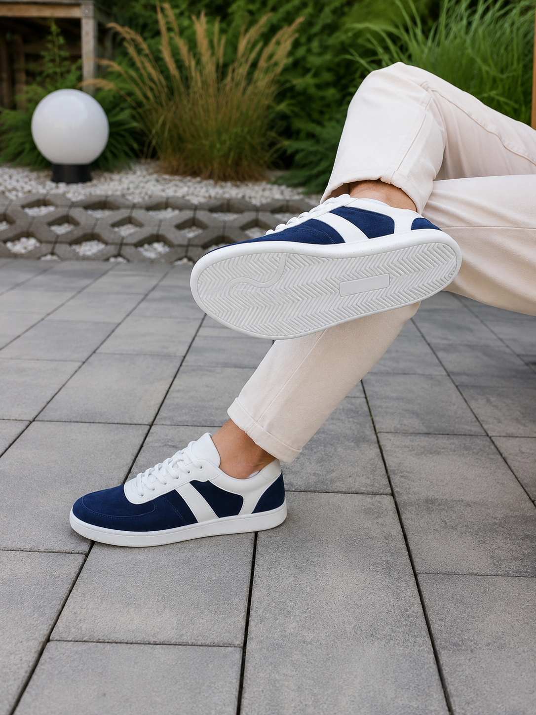 Buty Barefoot  Granatowy Zamsz & Biel- Plawny Nautilus, lekkie super wygodne, polska produkcja, skóra naturalna