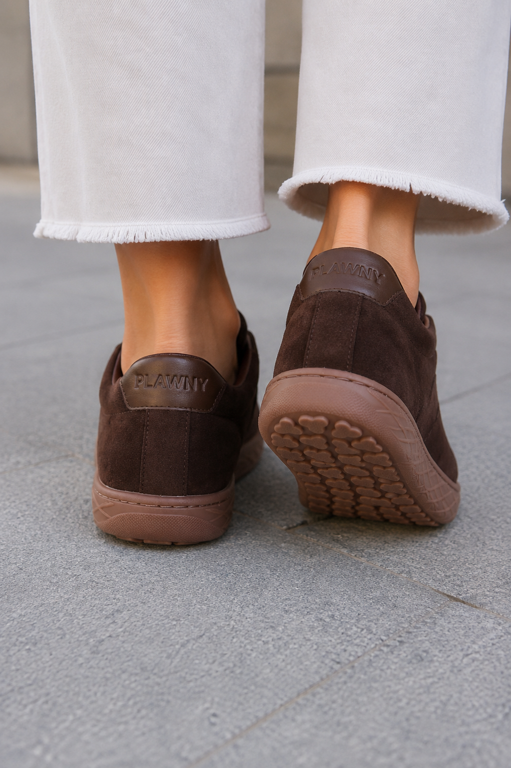 Buty barefoot Czekoladowy Zamsz Pławny Classic, lekkie, wygodne, skóra naturalna, polska produkcja