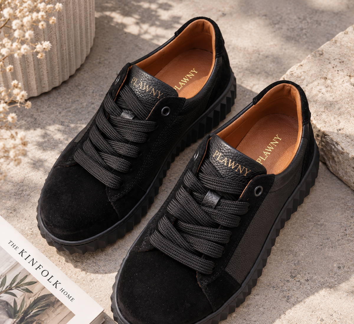 Skórzane Trampki Czarne Plawnyshoes  – Szyte ze Spodem