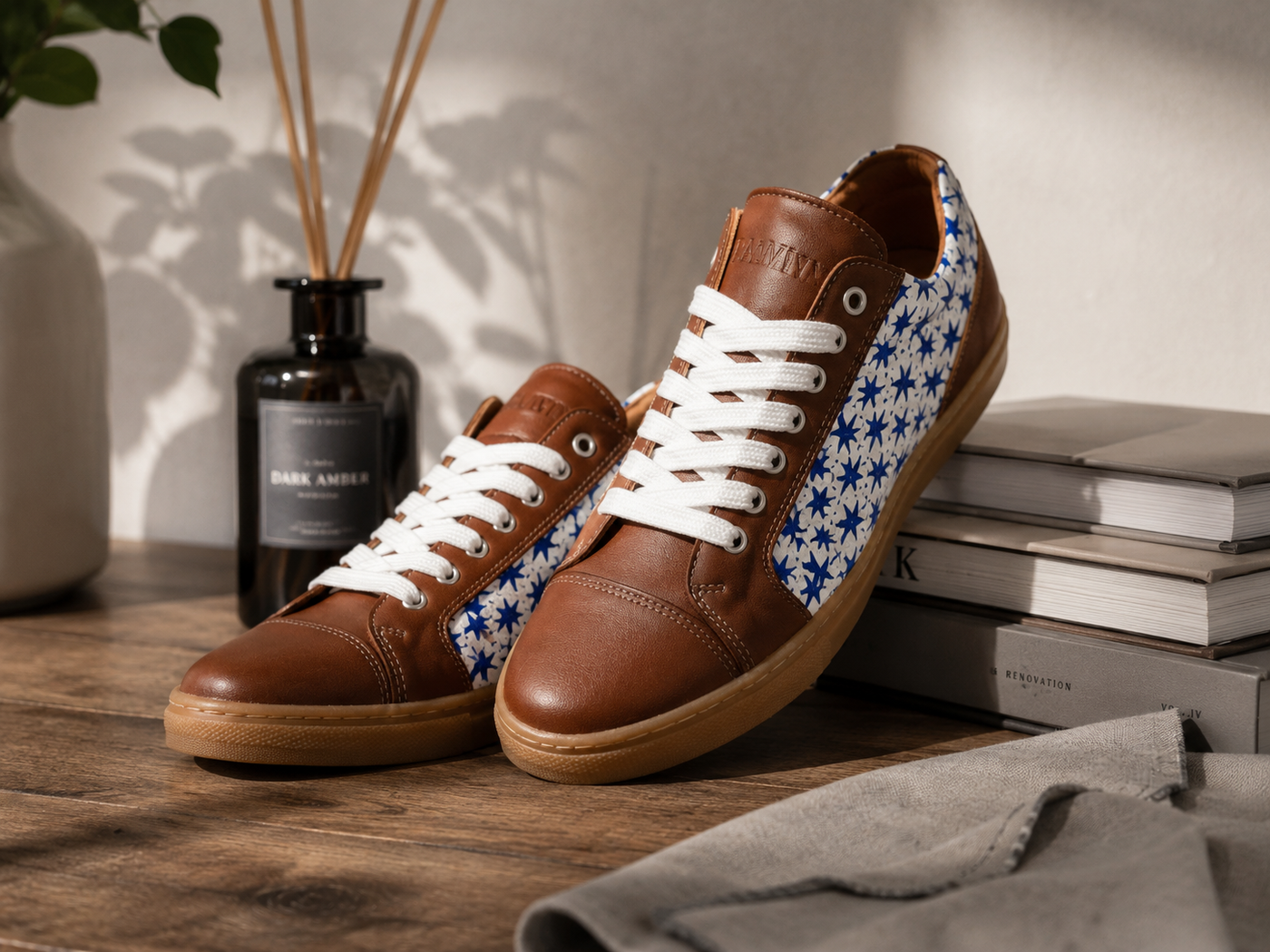 Półbuty męskie skórzane STELLAR COGNAC brązowe – ręcznie szyte, skóra naturalna, polska produkcja | Pławny Shoes